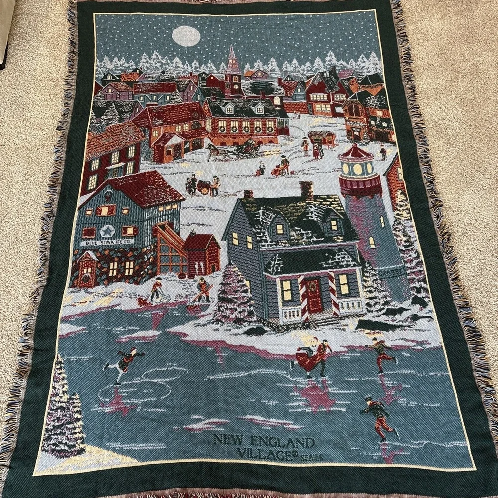 Department 56 New England Village‎ Series Christmas Winter Throw Blanket 65x45